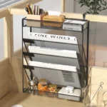 Desk File Organizer Mesh 5-Tier, Hanging Wall Mount Document Organization Stand, Desktop Vertical Mail Paper Folder Holder Rack